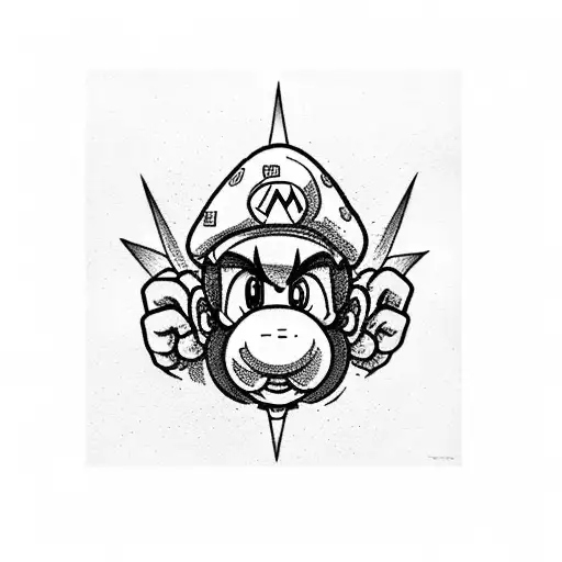 mario who shows middle finger tattoo design idea