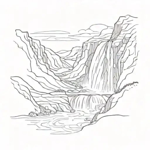 Iceland waterfall tattoo design idea
