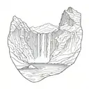Iceland waterfall tattoo design idea