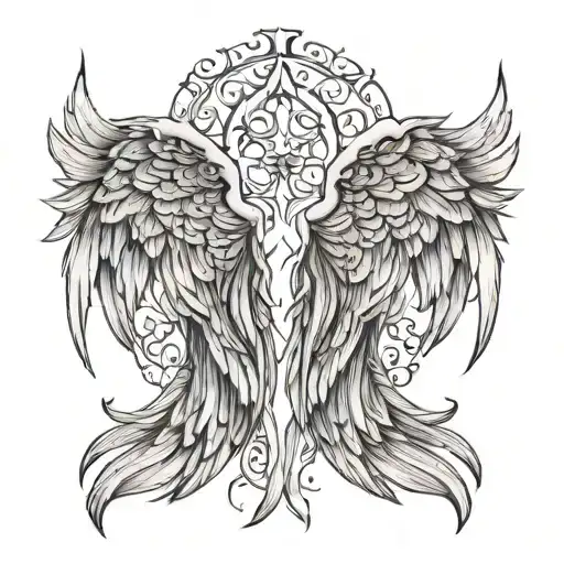 fall angel wings tattoo design idea