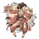cherry blossom dancer tattoo design idea
