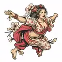 cherry blossom dancer tattoo design idea