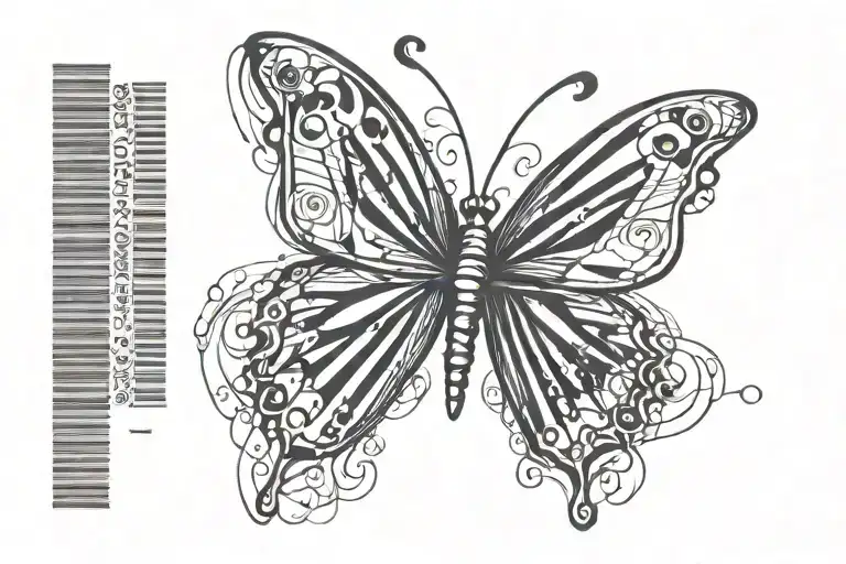 semicolon butterfly barcode tattoo design idea