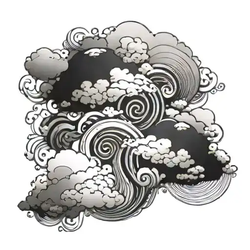 clouds and swirls coupled tattoo design idea
