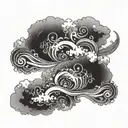clouds and swirls coupled tattoo design idea