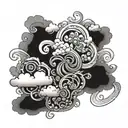 clouds and swirls coupled tattoo design idea