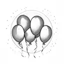happy birthday balloons with a day of birth date plaque tattoo design idea