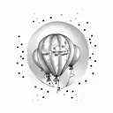 happy birthday balloons with a day of birth date plaque tattoo design idea