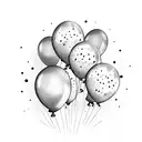 happy birthday balloons with a day of birth date plaque tattoo design idea