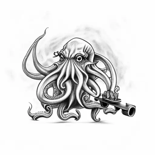 cthulhu on a skateboard with a spray paint tattoo design idea