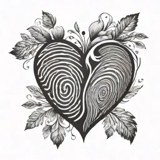 2  fingerprint mix  heart  tattoo design idea