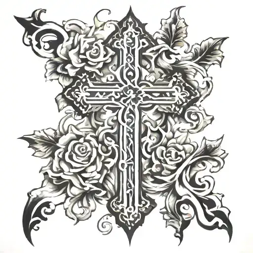 cross Matthew 6:34 tattoo design idea