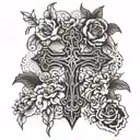 cross Matthew 6:34 tattoo design idea