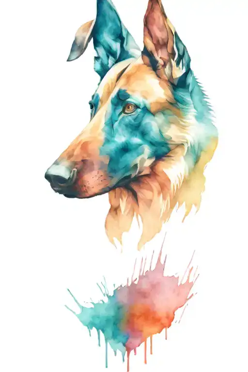Malinois dog head tattoo design idea