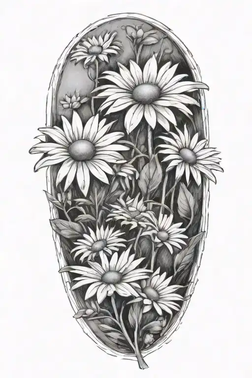 daisies flowers, fingerprint, animal paw print   tattoo design idea