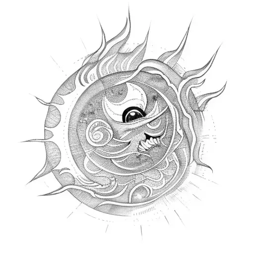 sun mountain wave tattoo design idea