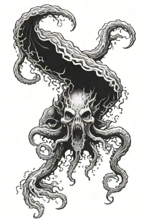 ghoul kraken in water tattoo design idea