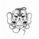 Snake coming out of a skull tattoo design idea