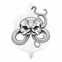 Snake coming out of a skull tattoo design idea
