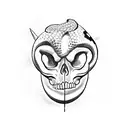 Snake coming out of a skull tattoo design idea