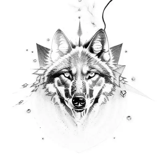 black wolf walking tattoo design idea