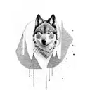black wolf walking tattoo design idea