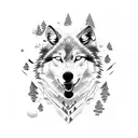 white and black wolf attacking each other tattoo design idea