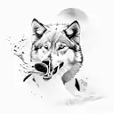 white and black wolf attacking each other tattoo design idea