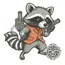 Raccoon with gun tattoo design idea
