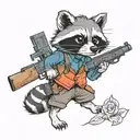Raccoon with gun tattoo design idea