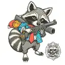 Raccoon with gun tattoo design idea