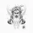 Neptune with wave tattoo design idea