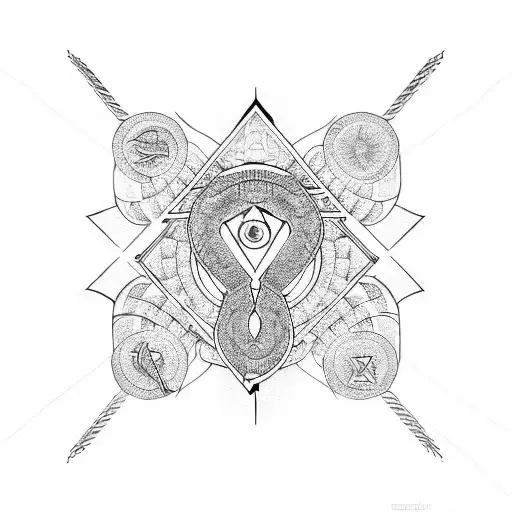 Snake geometry illuminati symbolism sacred sleeve tattoo design idea