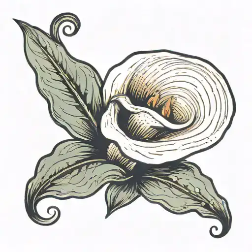 calla lily flower with j on end of stem tattoo design idea