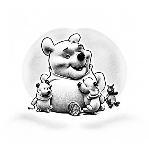 lost family winnie the pooh tattoo design idea