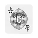 A casino chip with the Manchester United logo surrounded by football-themed playing cards tattoo design idea