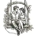 couple on swing tattoo design idea