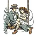 couple on swing tattoo design idea
