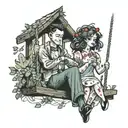couple on swing tattoo design idea