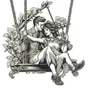couple on swing tattoo design idea