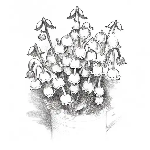  bouquet of lily of the valley, violet, 2 daisies  tattoo design idea
