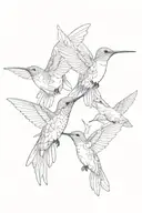 3 hummingbird all the same size. The birds should be separate directions from each other with clear distinction of their tattoo design idea