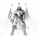 Imagine an imposing Templar knight kneeling, ready to protect the faith. With his right knee onround, holding a sword tattoo design idea