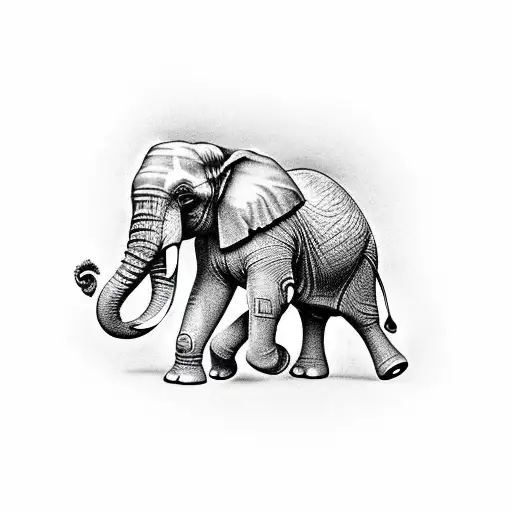 elephant trunk up tattoo design idea