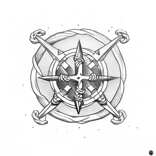 anchor with compass and rope tattoo design idea