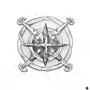 anchor with compass and rope tattoo design idea