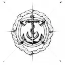 anchor with compass and rope tattoo design idea