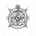anchor with compass and rope tattoo design idea