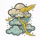 Cloud with lightning bolt striking and rain falling tattoo design idea
