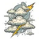 Cloud with lightning bolt striking and rain falling tattoo design idea